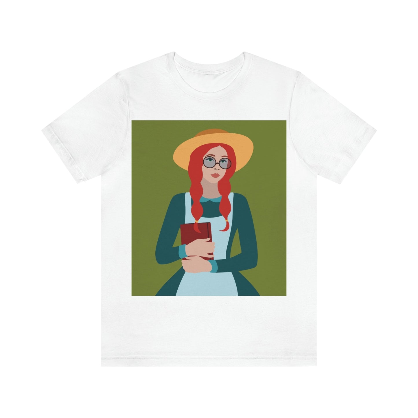 Woman with Book Artisan with Hat and Red Hair Aesthetic Classic Art Fairy Tale  Unisex Jersey Short Sleeve T-Shirt Ichaku [Perfect Gifts Selection]