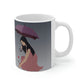 Woman with Umbrella Cartoon Art Walking in the Rain Edgy Graphic Ceramic Mug 11oz Ichaku [Perfect Gifts Selection]