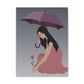 Woman with Umbrella Cartoon Art Walking in the Rain Graphic Aesthetic Classic Art Canvas Gallery Wraps Ichaku [Perfect Gifts Selection]