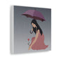 Woman with Umbrella Cartoon Art Walking in the Rain Graphic Aesthetic Classic Art Canvas Gallery Wraps Ichaku [Perfect Gifts Selection]