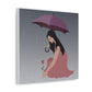 Woman with Umbrella Cartoon Art Walking in the Rain Graphic Aesthetic Classic Art Canvas Gallery Wraps Ichaku [Perfect Gifts Selection]