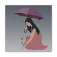 Woman with Umbrella Cartoon Art Walking in the Rain Graphic Aesthetic Classic Art Canvas Gallery Wraps Ichaku [Perfect Gifts Selection]