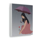 Woman with Umbrella Cartoon Art Walking in the Rain Graphic Aesthetic Classic Art Canvas Gallery Wraps Ichaku [Perfect Gifts Selection]