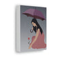 Woman with Umbrella Cartoon Art Walking in the Rain Graphic Aesthetic Classic Art Canvas Gallery Wraps Ichaku [Perfect Gifts Selection]