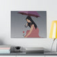 Woman with Umbrella Cartoon Art Walking in the Rain Graphic Aesthetic Classic Art Canvas Gallery Wraps Ichaku [Perfect Gifts Selection]