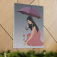 Woman with Umbrella Cartoon Art Walking in the Rain Graphic Aesthetic Classic Art Canvas Gallery Wraps Ichaku [Perfect Gifts Selection]