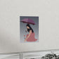 Woman with Umbrella Cartoon Art Walking in the Rain Graphic Premium Matte Vertical Posters Ichaku [Perfect Gifts Selection]