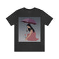 Woman with Umbrella Cartoon Art Walking in the Rain Graphic Unisex Jersey Short Sleeve T-Shirt Ichaku [Perfect Gifts Selection]