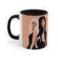 Women With Black Cat and Bird Accent Coffee Mug 11oz Ichaku [Perfect Gifts Selection]