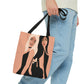 Women With Black Cat and Bird Art AOP Tote Bag Ichaku [Perfect Gifts Selection]