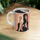 Women With Black Cat and Bird Ceramic Mug 11oz Ichaku [Perfect Gifts Selection]