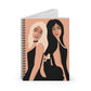 Women With Black Cat and Bird Spiral Notebook Ruled Line Ichaku [Perfect Gifts Selection]