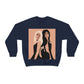 Women With Black Cat and Bird Unisex Heavy Blend™ Crewneck Sweatshirt Ichaku [Perfect Gifts Selection]