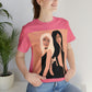 Women With Black Cat and Bird Unisex Jersey Short Sleeve T-Shirt Ichaku [Perfect Gifts Selection]