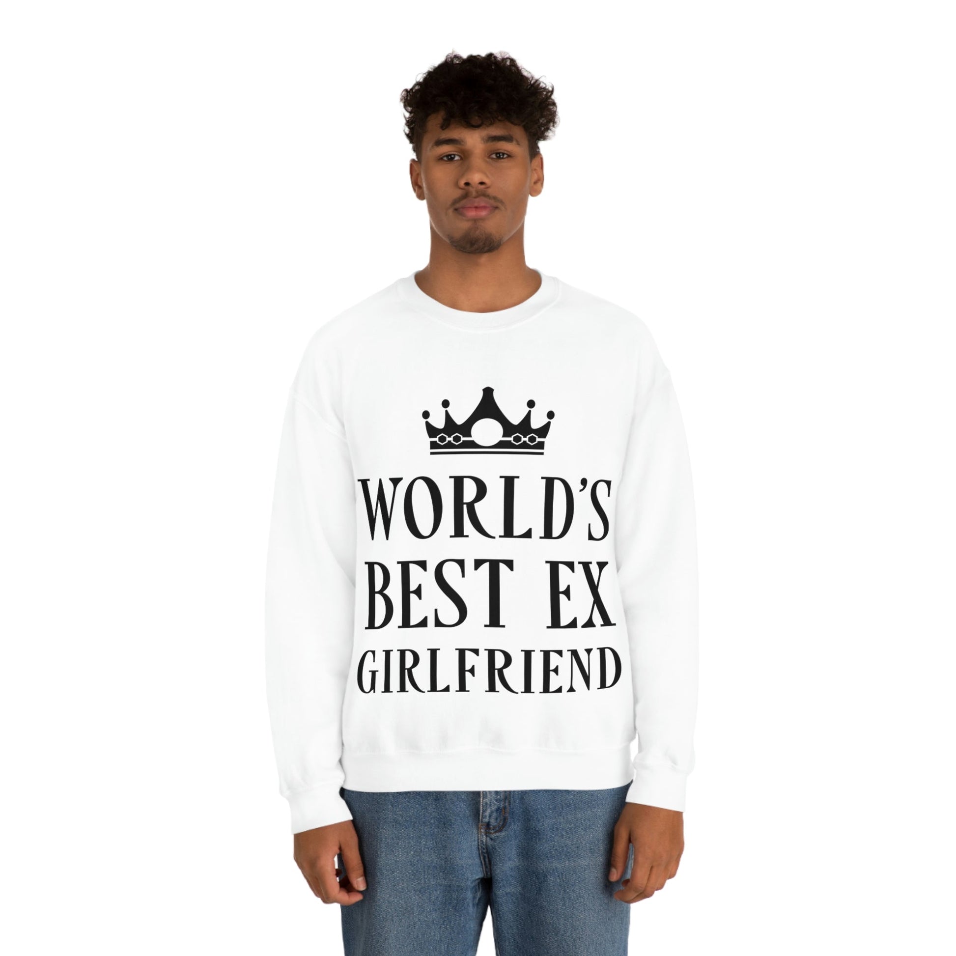 Worlds Best Ex Girlfriend Anti Valentine Day Black Text Unisex Heavy Blend™ Crewneck Sweatshirt Ichaku [Perfect Gifts Selection]