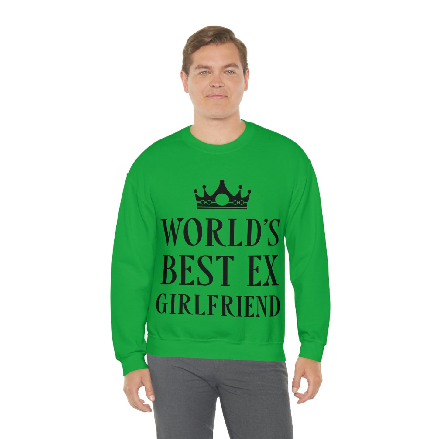 Worlds Best Ex Girlfriend Anti Valentine Day Black Text Unisex Heavy Blend™ Crewneck Sweatshirt Ichaku [Perfect Gifts Selection]