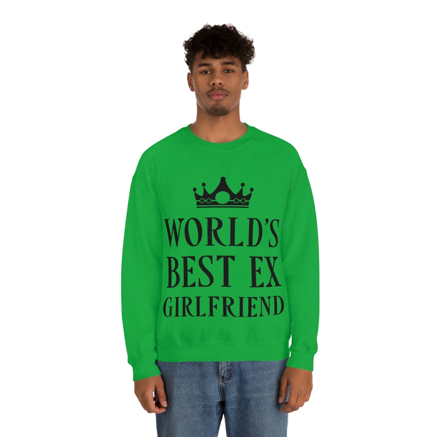 Worlds Best Ex Girlfriend Anti Valentine Day Black Text Unisex Heavy Blend™ Crewneck Sweatshirt Ichaku [Perfect Gifts Selection]