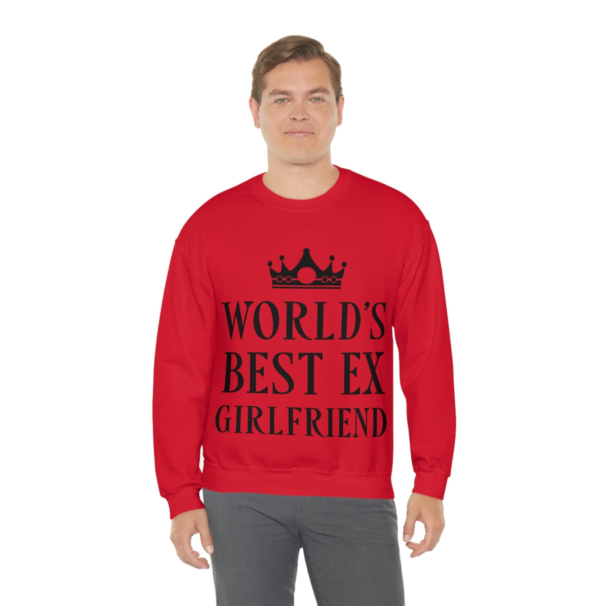 Worlds Best Ex Girlfriend Anti Valentine Day Black Text Unisex Heavy Blend™ Crewneck Sweatshirt Ichaku [Perfect Gifts Selection]