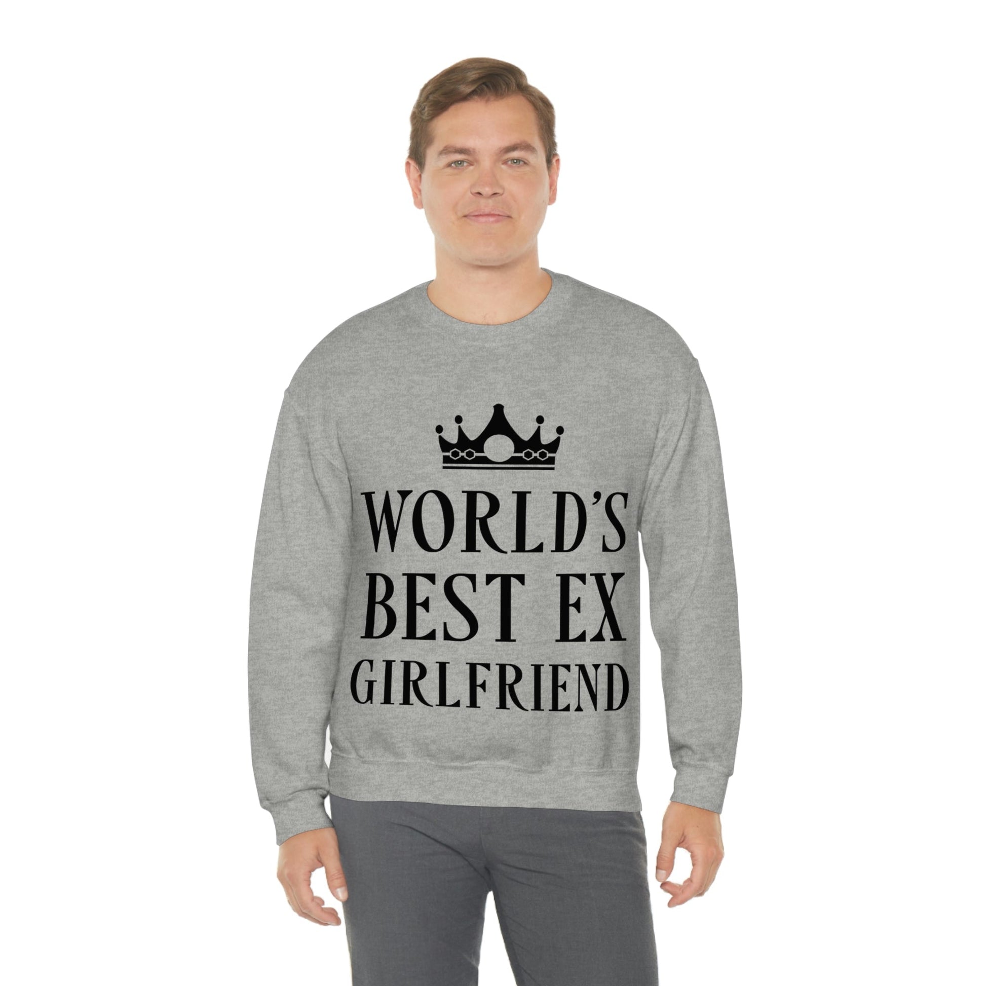 Worlds Best Ex Girlfriend Anti Valentine Day Black Text Unisex Heavy Blend™ Crewneck Sweatshirt Ichaku [Perfect Gifts Selection]