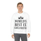 Worlds Best Ex Girlfriend Anti Valentine Day Black Text Unisex Heavy Blend™ Crewneck Sweatshirt Ichaku [Perfect Gifts Selection]