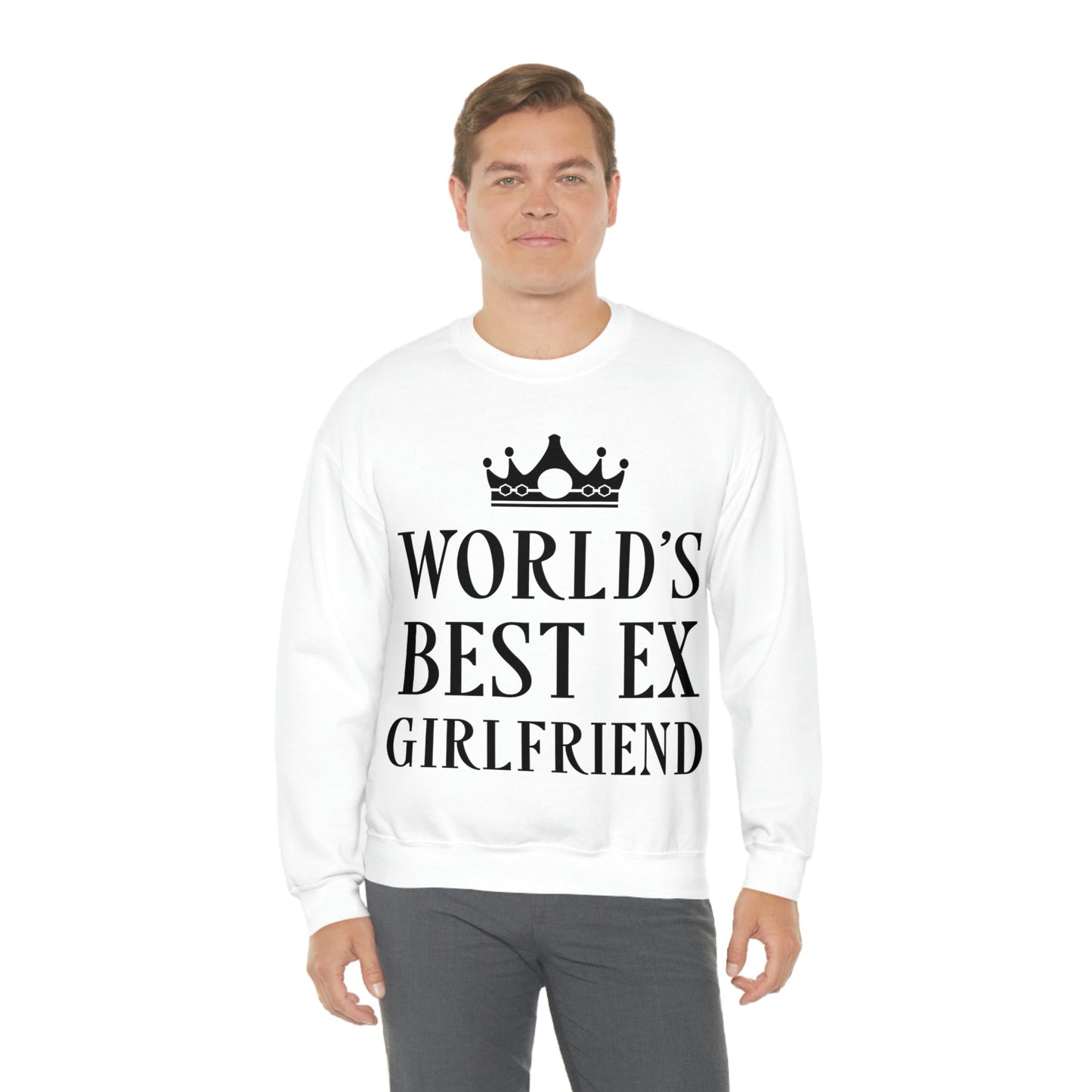 Worlds Best Ex Girlfriend Anti Valentine Day Black Text Unisex Heavy Blend™ Crewneck Sweatshirt Ichaku [Perfect Gifts Selection]