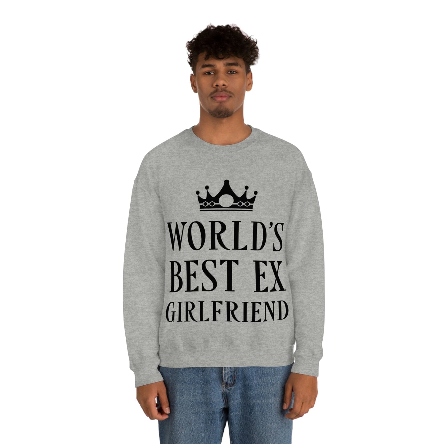 Worlds Best Ex Girlfriend Anti Valentine Day Black Text Unisex Heavy Blend™ Crewneck Sweatshirt Ichaku [Perfect Gifts Selection]