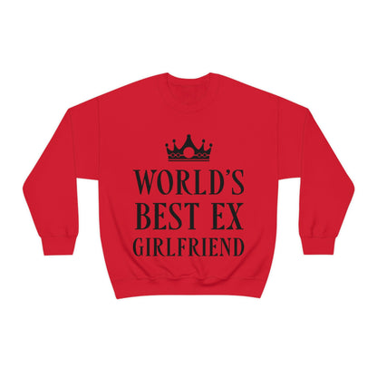 Worlds Best Ex Girlfriend Anti Valentine Day Black Text Unisex Heavy Blend™ Crewneck Sweatshirt Ichaku [Perfect Gifts Selection]