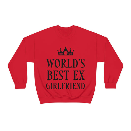 Worlds Best Ex Girlfriend Anti Valentine Day Black Text Unisex Heavy Blend™ Crewneck Sweatshirt Ichaku [Perfect Gifts Selection]