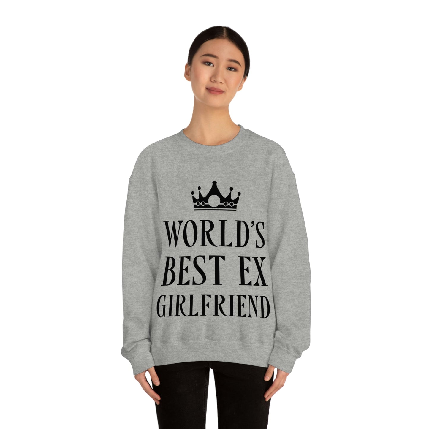 Worlds Best Ex Girlfriend Anti Valentine Day Black Text Unisex Heavy Blend™ Crewneck Sweatshirt Ichaku [Perfect Gifts Selection]