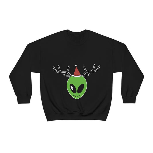 Xmas Aliens Deer Santa Claus UFOS Unisex Heavy Blend™ Crewneck Sweatshirt Ichaku [Perfect Gifts Selection]