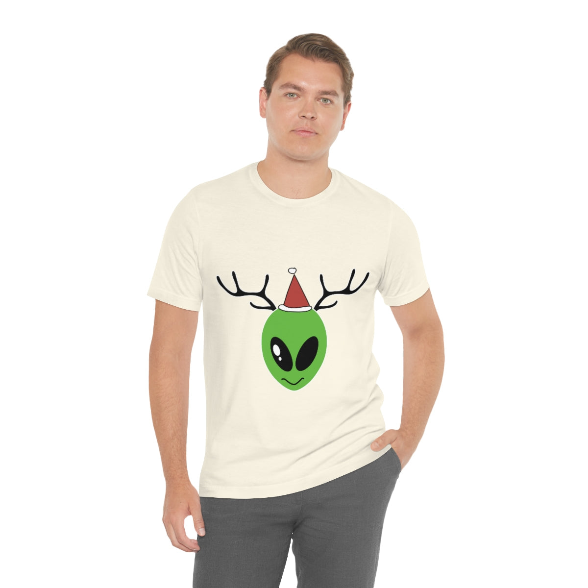 Xmas Aliens Deer Santa Claus UFOS Unisex Jersey Short Sleeve T-Shirt Ichaku [Perfect Gifts Selection]