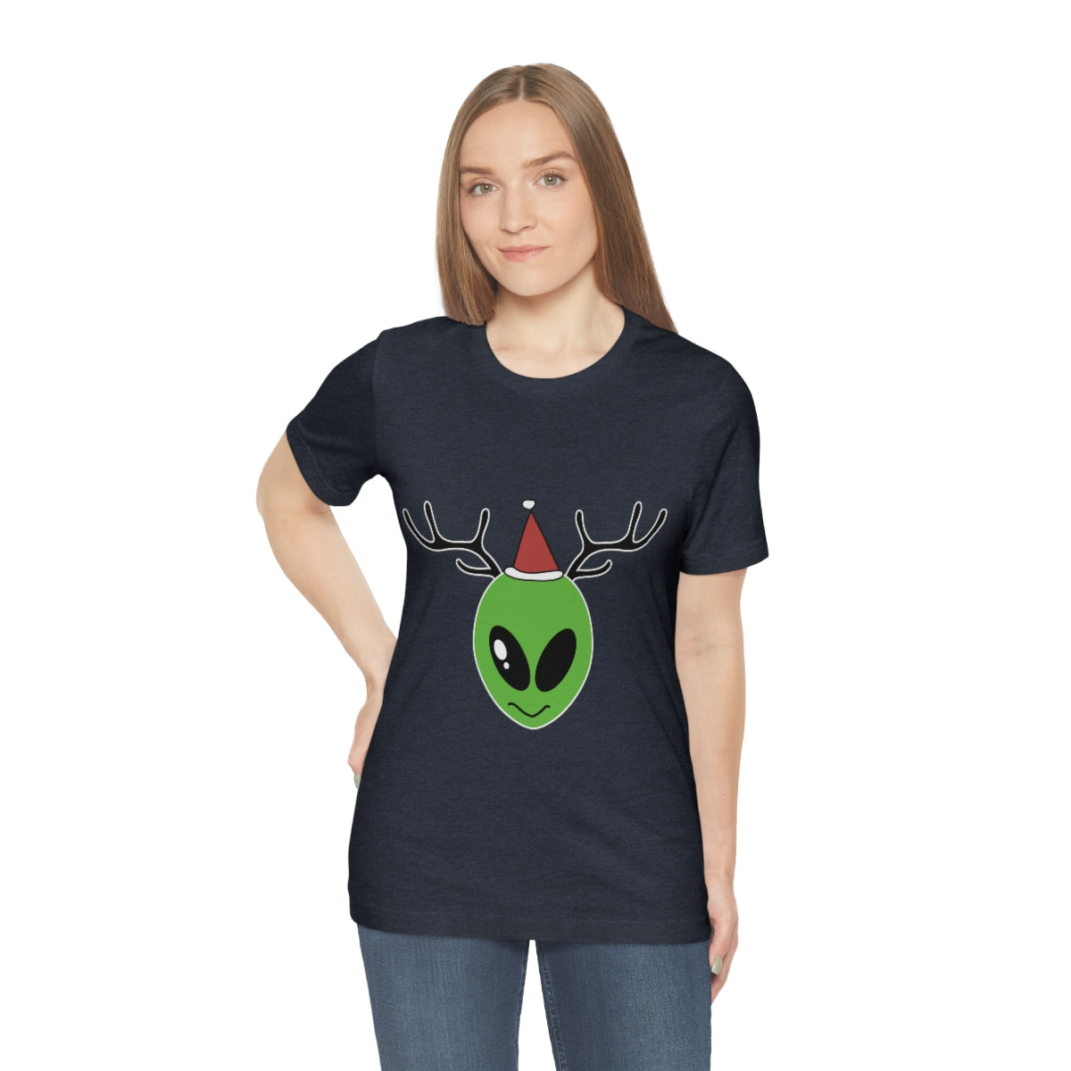 Xmas Aliens Deer Santa Claus UFOS Unisex Jersey Short Sleeve T-Shirt Ichaku [Perfect Gifts Selection]