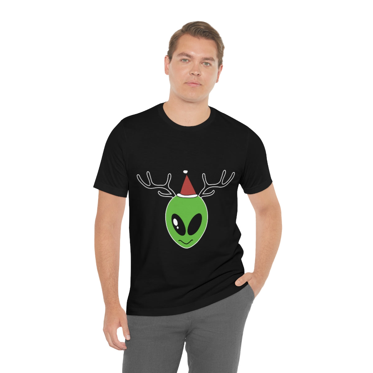 Xmas Aliens Deer Santa Claus UFOS Unisex Jersey Short Sleeve T-Shirt Ichaku [Perfect Gifts Selection]