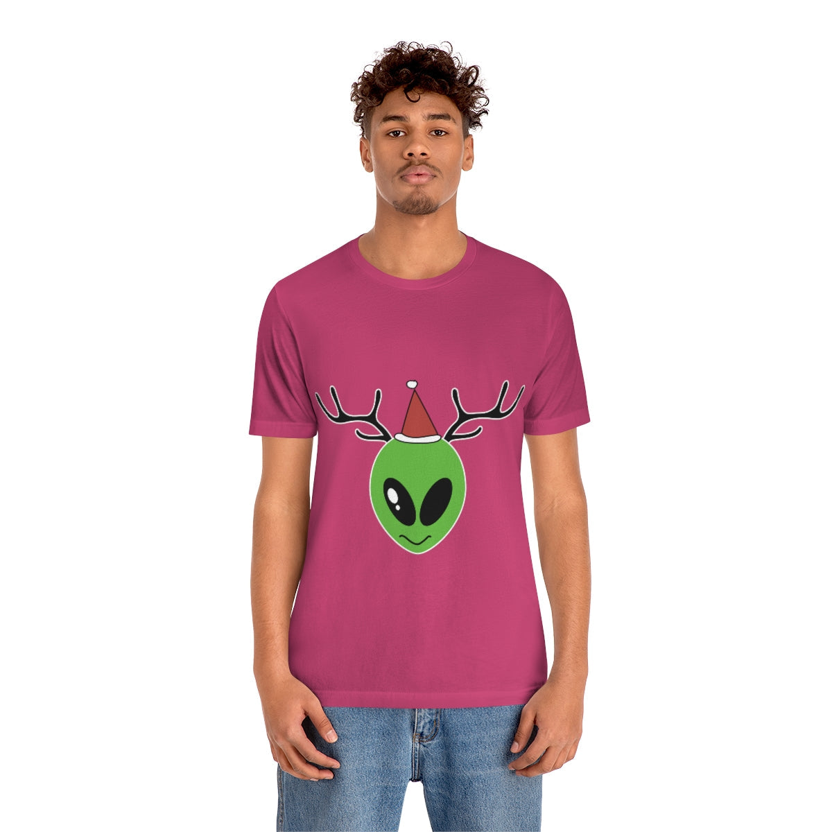 Xmas Aliens Deer Santa Claus UFOS Unisex Jersey Short Sleeve T-Shirt Ichaku [Perfect Gifts Selection]