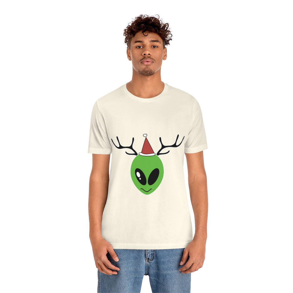 Xmas Aliens Deer Santa Claus UFOS Unisex Jersey Short Sleeve T-Shirt Ichaku [Perfect Gifts Selection]