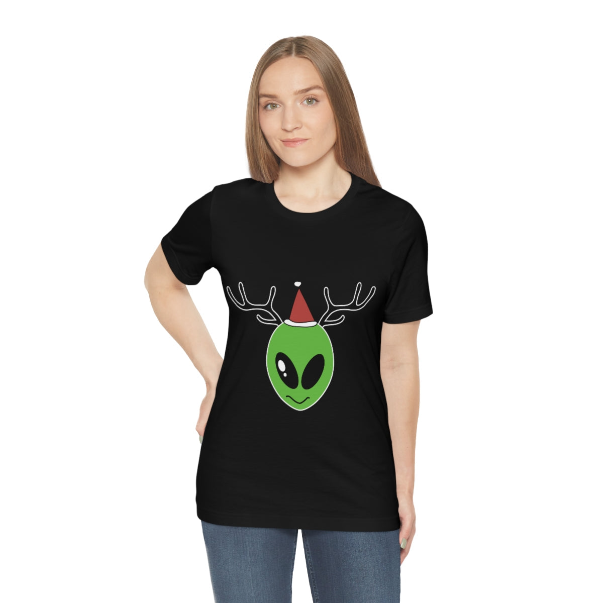 Xmas Aliens Deer Santa Claus UFOS Unisex Jersey Short Sleeve T-Shirt Ichaku [Perfect Gifts Selection]