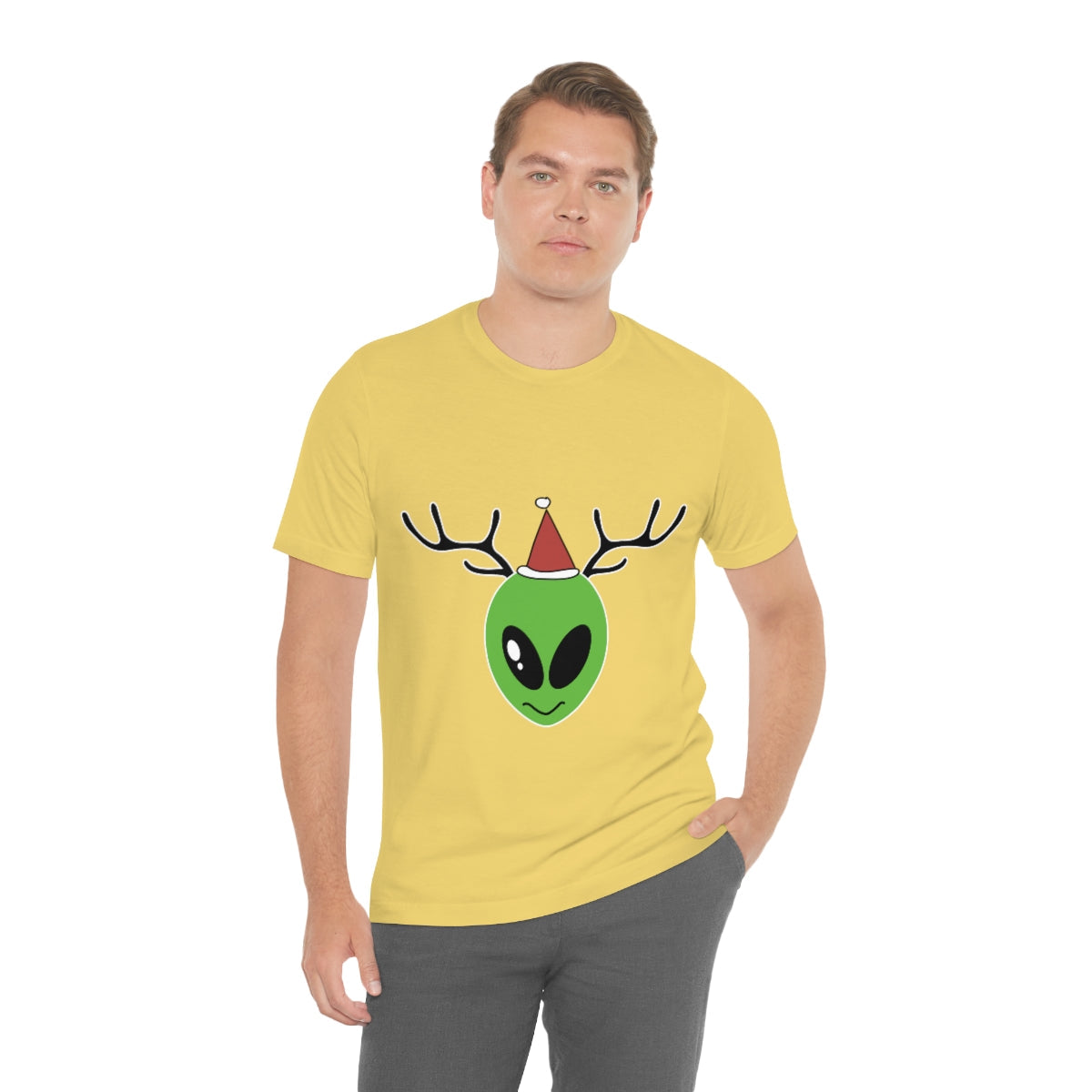 Xmas Aliens Deer Santa Claus UFOS Unisex Jersey Short Sleeve T-Shirt Ichaku [Perfect Gifts Selection]