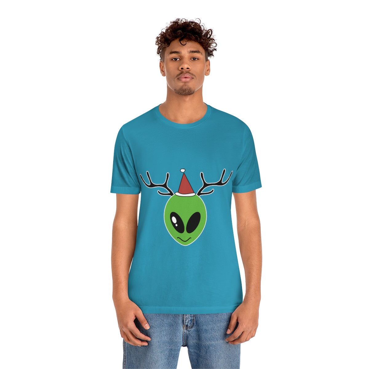 Xmas Aliens Deer Santa Claus UFOS Unisex Jersey Short Sleeve T-Shirt Ichaku [Perfect Gifts Selection]