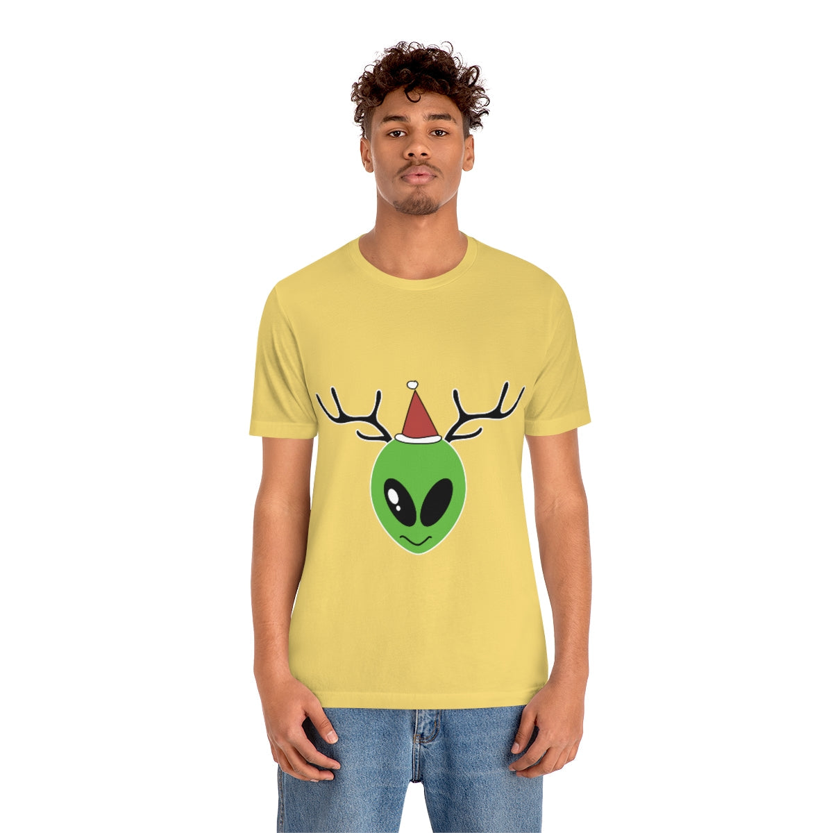 Xmas Aliens Deer Santa Claus UFOS Unisex Jersey Short Sleeve T-Shirt Ichaku [Perfect Gifts Selection]