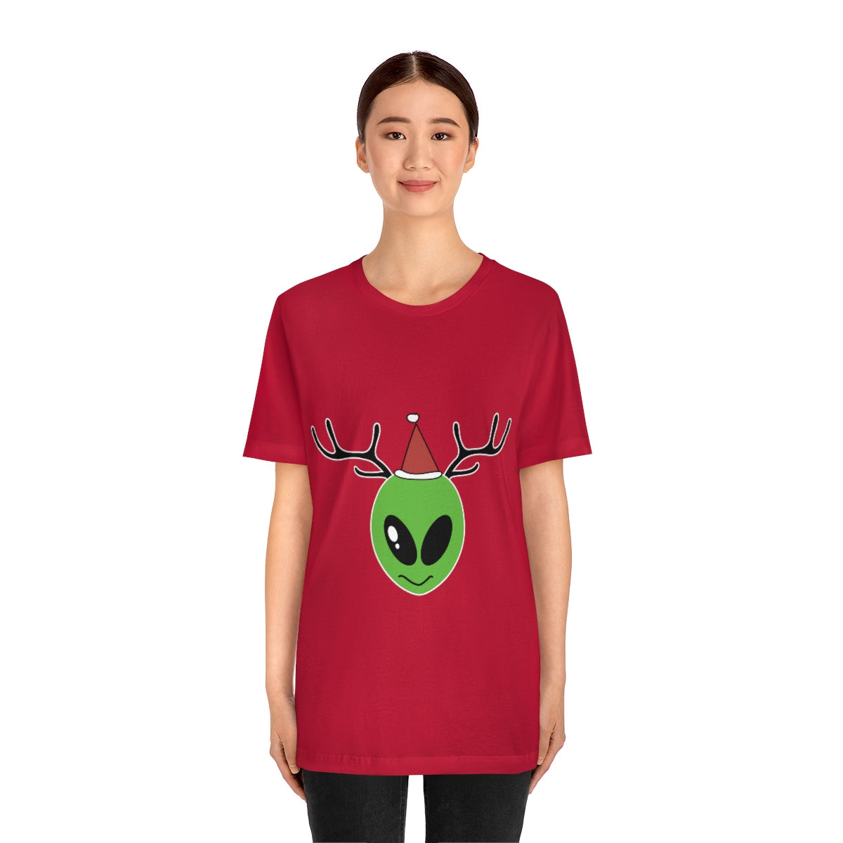 Xmas Aliens Deer Santa Claus UFOS Unisex Jersey Short Sleeve T-Shirt Ichaku [Perfect Gifts Selection]