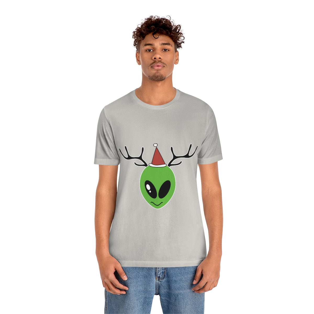 Xmas Aliens Deer Santa Claus UFOS Unisex Jersey Short Sleeve T-Shirt Ichaku [Perfect Gifts Selection]