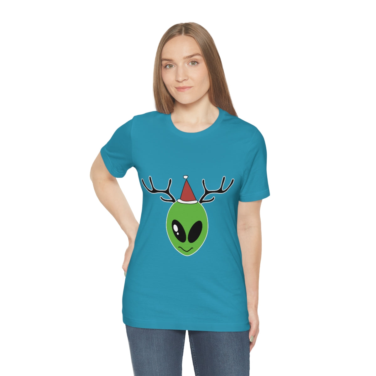 Xmas Aliens Deer Santa Claus UFOS Unisex Jersey Short Sleeve T-Shirt Ichaku [Perfect Gifts Selection]