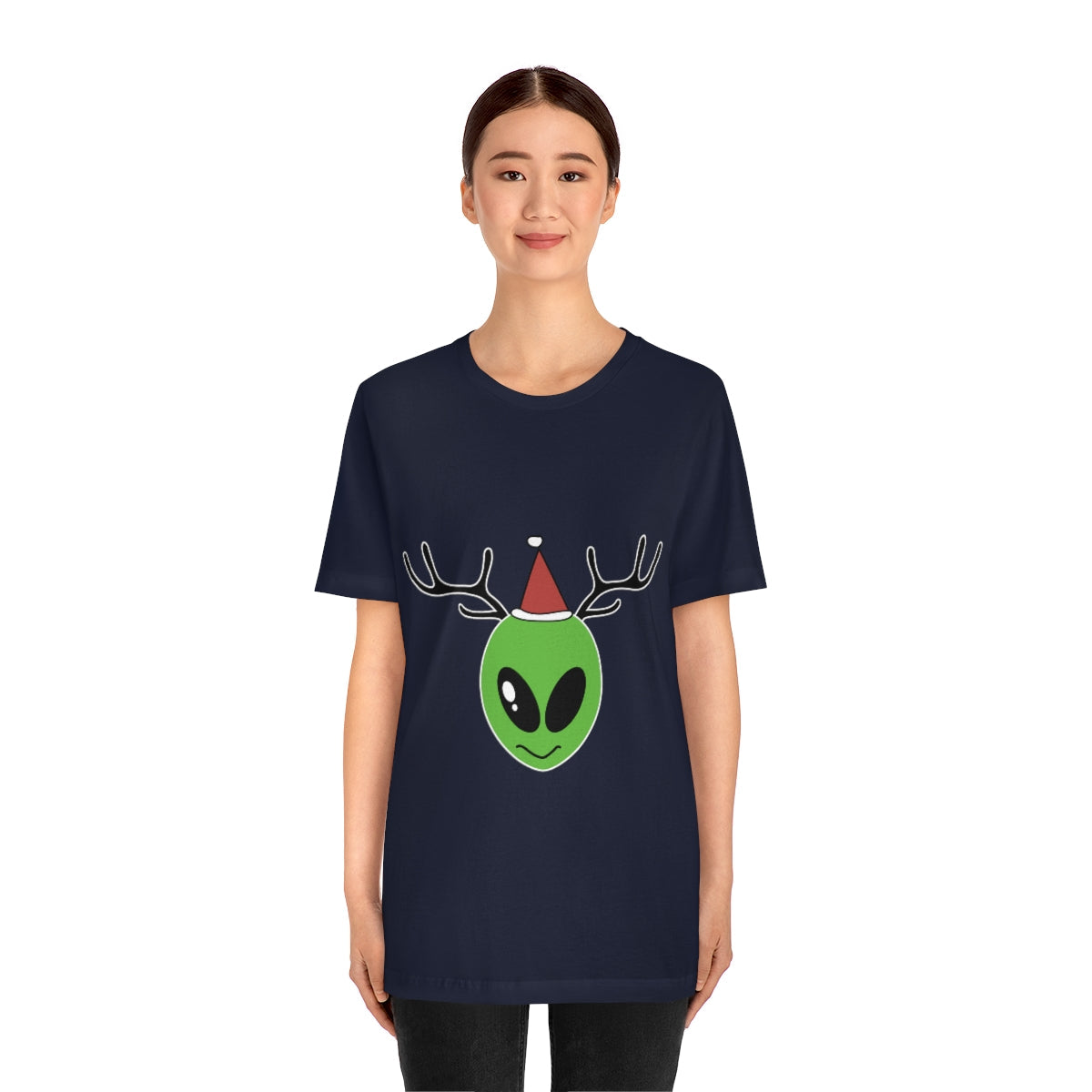 Xmas Aliens Deer Santa Claus UFOS Unisex Jersey Short Sleeve T-Shirt Ichaku [Perfect Gifts Selection]