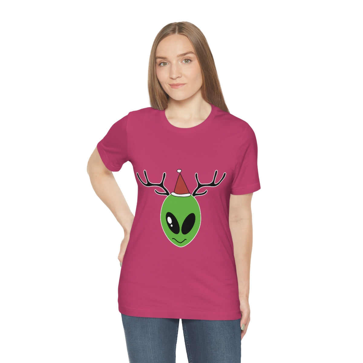 Xmas Aliens Deer Santa Claus UFOS Unisex Jersey Short Sleeve T-Shirt Ichaku [Perfect Gifts Selection]