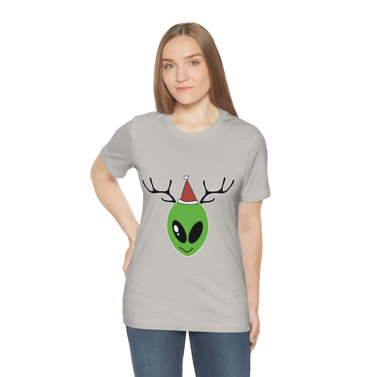 Xmas Aliens Deer Santa Claus UFOS Unisex Jersey Short Sleeve T-Shirt Ichaku [Perfect Gifts Selection]