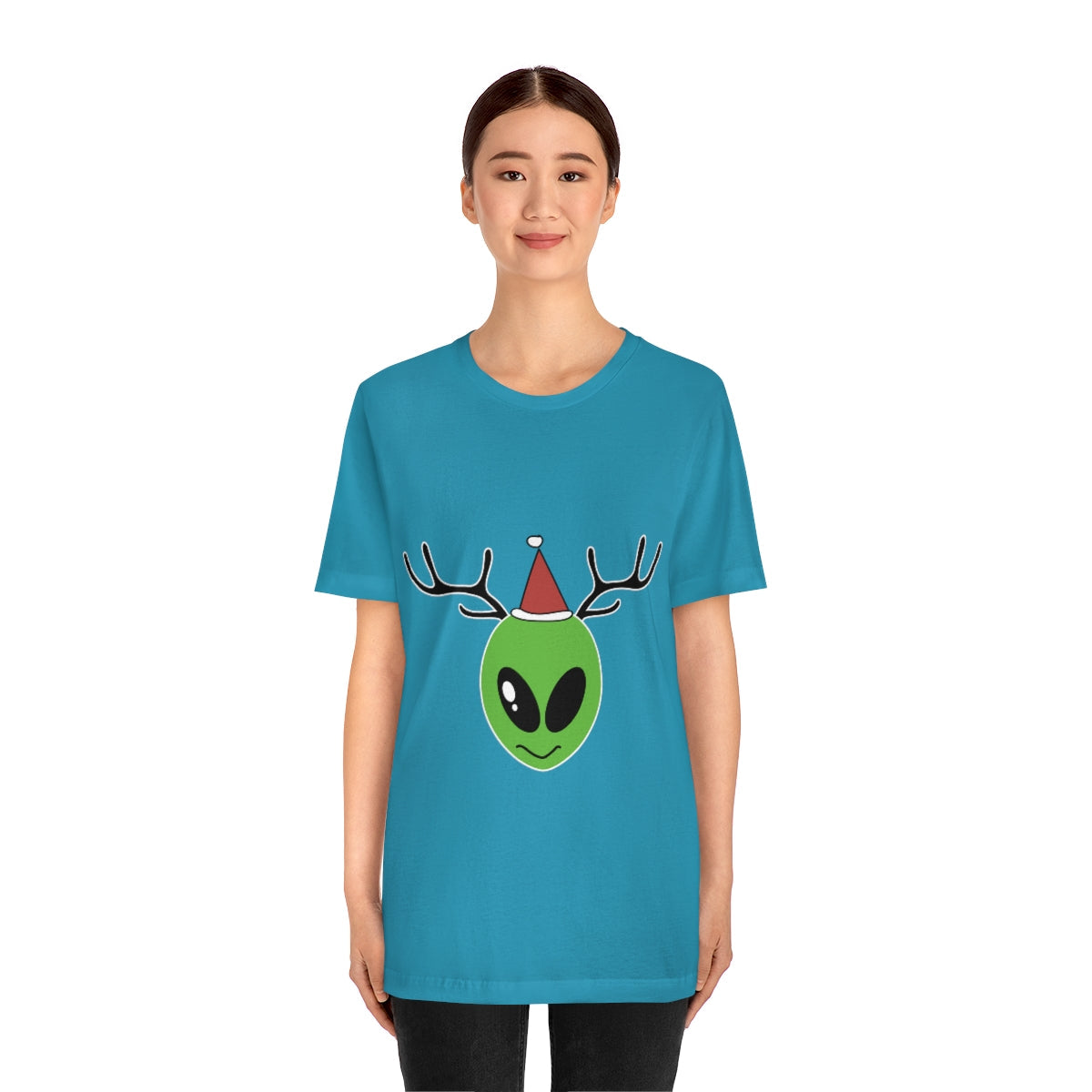 Xmas Aliens Deer Santa Claus UFOS Unisex Jersey Short Sleeve T-Shirt Ichaku [Perfect Gifts Selection]