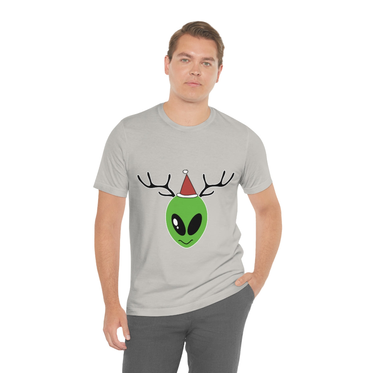 Xmas Aliens Deer Santa Claus UFOS Unisex Jersey Short Sleeve T-Shirt Ichaku [Perfect Gifts Selection]