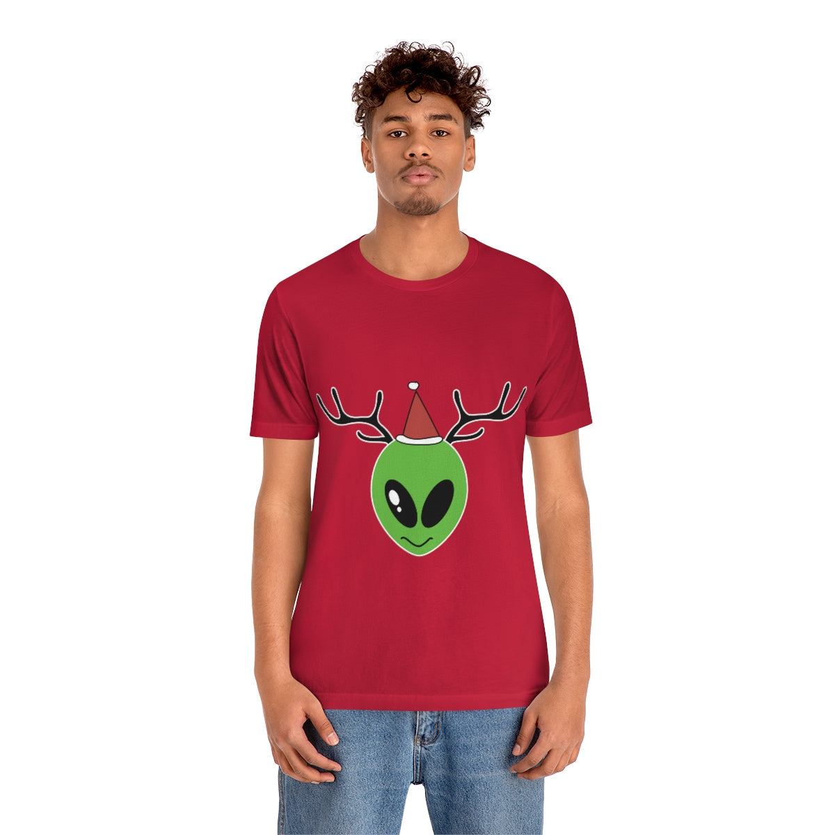 Xmas Aliens Deer Santa Claus UFOS Unisex Jersey Short Sleeve T-Shirt Ichaku [Perfect Gifts Selection]