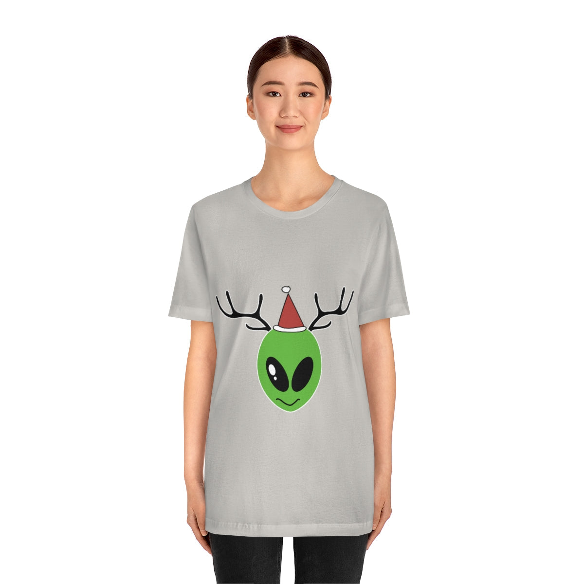 Xmas Aliens Deer Santa Claus UFOS Unisex Jersey Short Sleeve T-Shirt Ichaku [Perfect Gifts Selection]