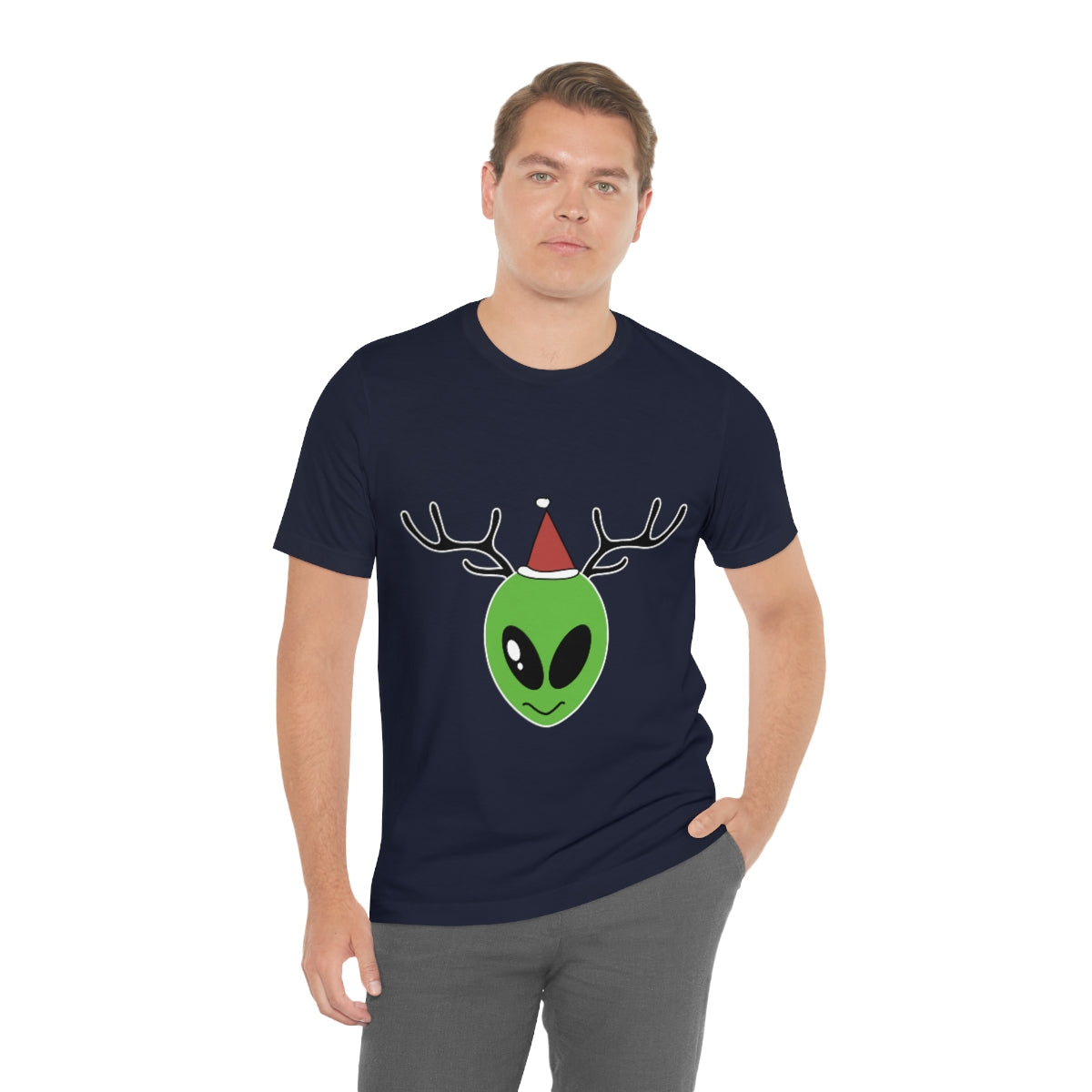 Xmas Aliens Deer Santa Claus UFOS Unisex Jersey Short Sleeve T-Shirt Ichaku [Perfect Gifts Selection]